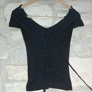 Black lace up off the shoulder top